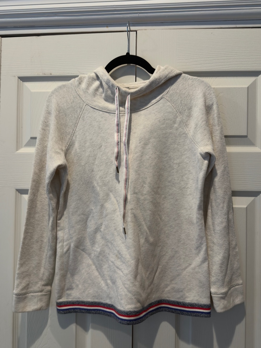 T by Talbots Cream Hooded Pullover with Trim Detail